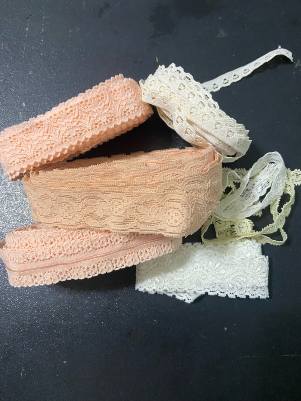 Delicate Peach & Cream Lace Lingerie Elastic Trim Bundle